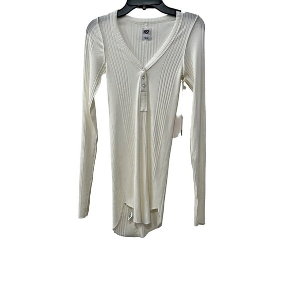 NWT NSF Size P Henley Indie shirt long sleeves cream/white MSRP $180 - Picture 1 of 8